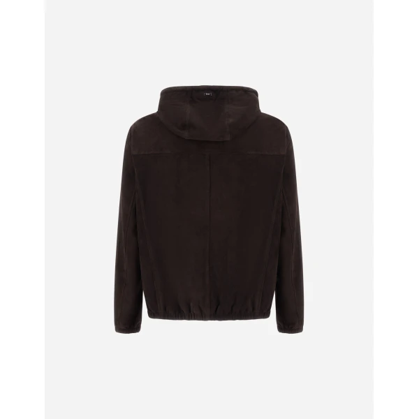 Herno Dark Brown Resort Jacket in Velvet-Effect Suede | Men's Jackets | Coveti