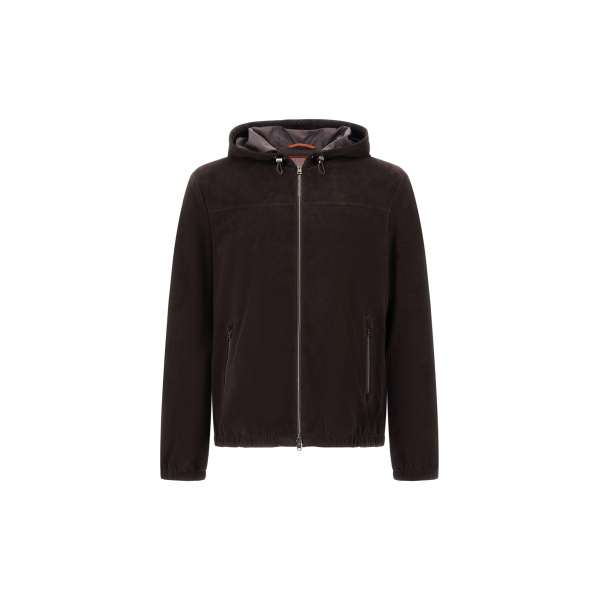 Herno Dark Brown Resort Jacket in Velvet-Effect Suede | Men's Jackets | Coveti