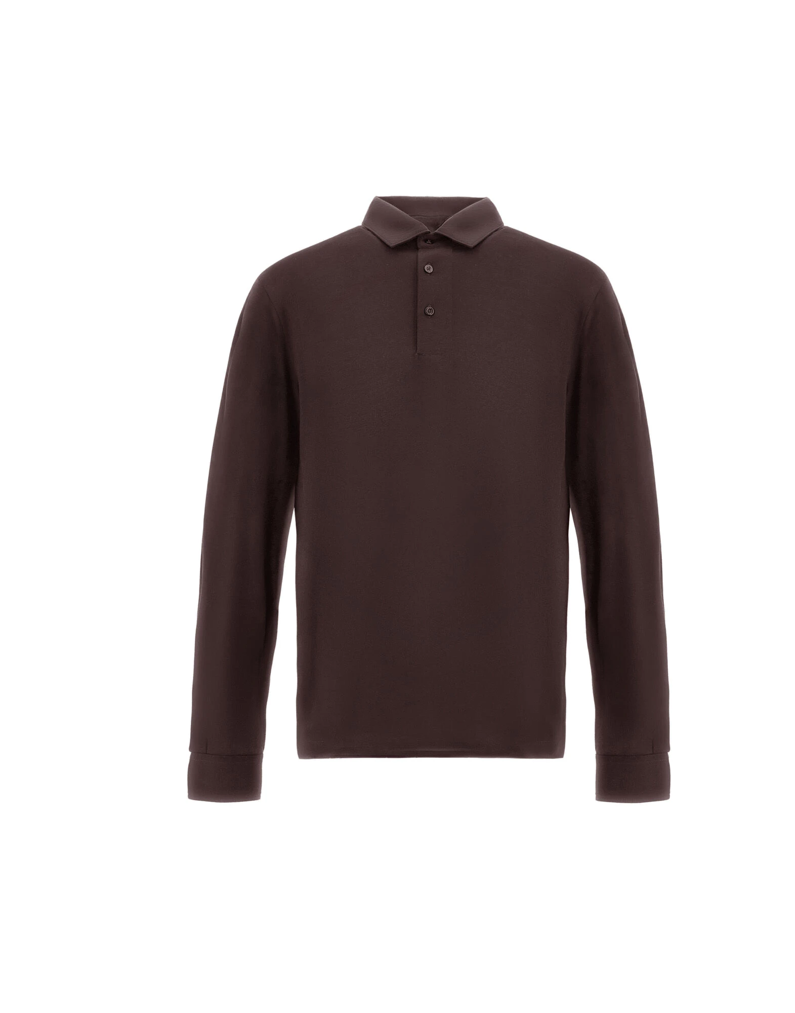 Herno Dark Brown Resort Long-Sleeve Polo Shirt in Wool Jersey with a Shiny Finish Herno Dark Brown Resort Long-Sleeve Polo Shirt in Wool Jersey with a Shiny Finish | Men's T-Shirts and Polos | Coveti