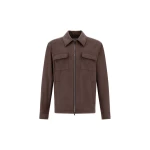 Herno Dark Brown Resort Overshirt in Suede-Effect Microfibre | Men's Jackets | Coveti
