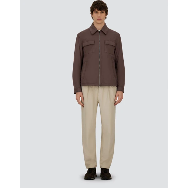 Herno Dark Brown Resort Overshirt in Suede-Effect Microfibre | Men's Jackets | Coveti