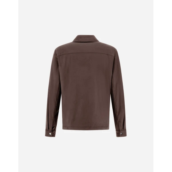 Herno Dark Brown Resort Overshirt in Suede-Effect Microfibre | Men's Jackets | Coveti
