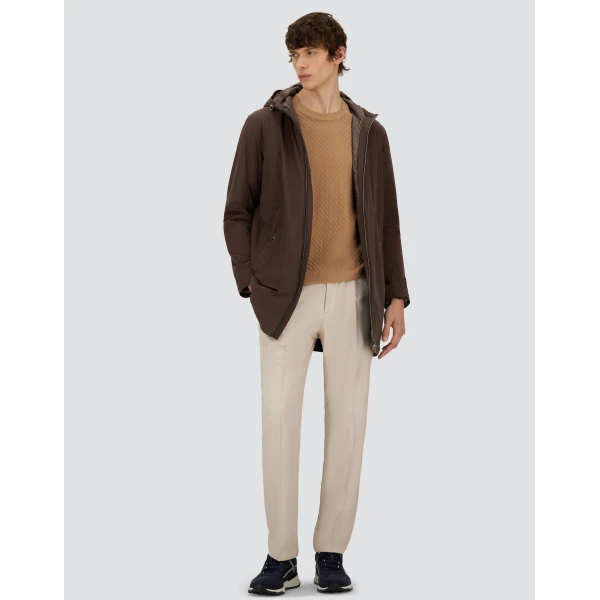 Herno Dark Brown Resort Parka in 4-Way Stretch Nylon | Men's Coats | Coveti