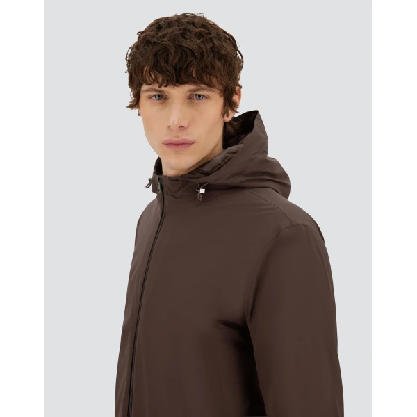 Herno Dark Brown Resort Parka in 4-Way Stretch Nylon | Men's Coats | Coveti