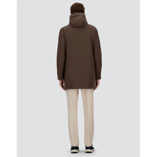 Herno Dark Brown Resort Parka in 4-Way Stretch Nylon | Men's Coats | Coveti
