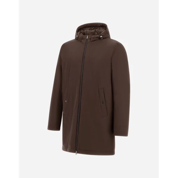 Herno Dark Brown Resort Parka in 4-Way Stretch Nylon | Men's Coats | Coveti