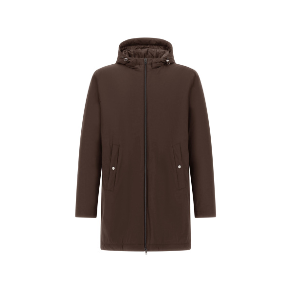Herno Dark Brown Resort Parka in 4-Way Stretch Nylon | Men's Coats | Coveti
