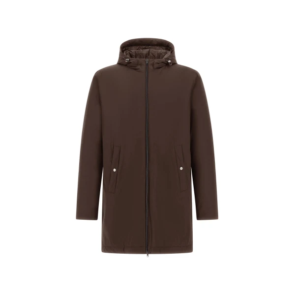 Herno Dark Brown Resort Parka in 4-Way Stretch Nylon | Men's Coats | Coveti