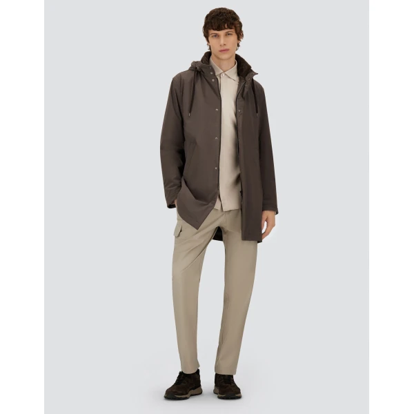 Herno Dark Brown Resort Parka in Melange-Effect Stretch Nylon and Light Faux Fur | Men's Coats | Coveti