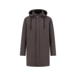 Herno Dark Brown Resort Parka in Melange-Effect Stretch Nylon and Light Faux Fur | Men's Coats | Coveti