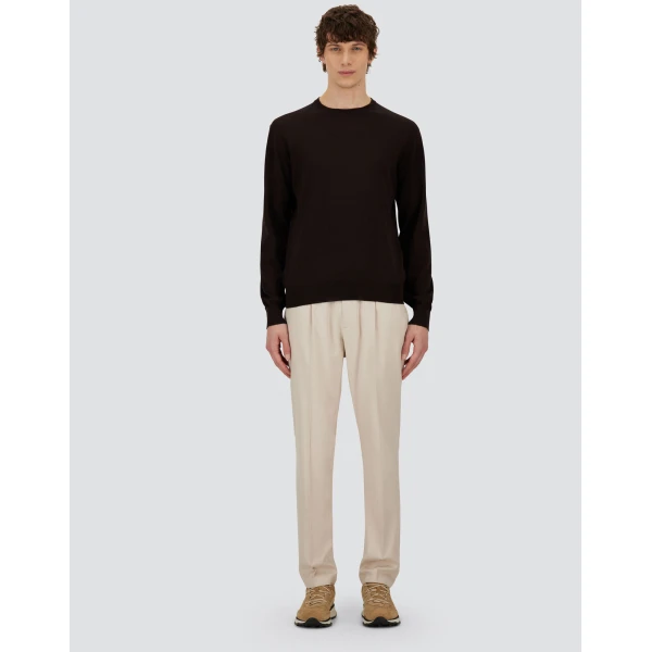 Herno Dark Brown Resort Sweater in Wool and Silk | Men's Knitwear | Coveti