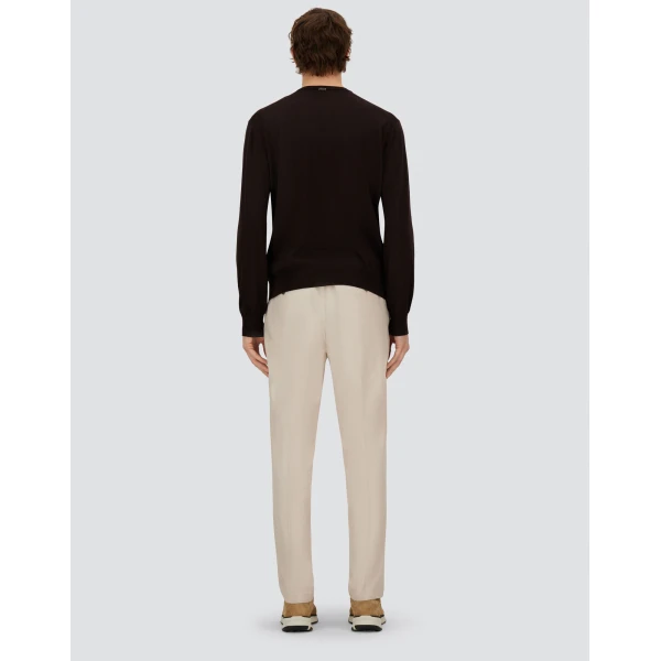 Herno Dark Brown Resort Sweater in Wool and Silk | Men's Knitwear | Coveti