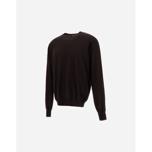 Herno Dark Brown Resort Sweater in Wool and Silk | Men's Knitwear | Coveti