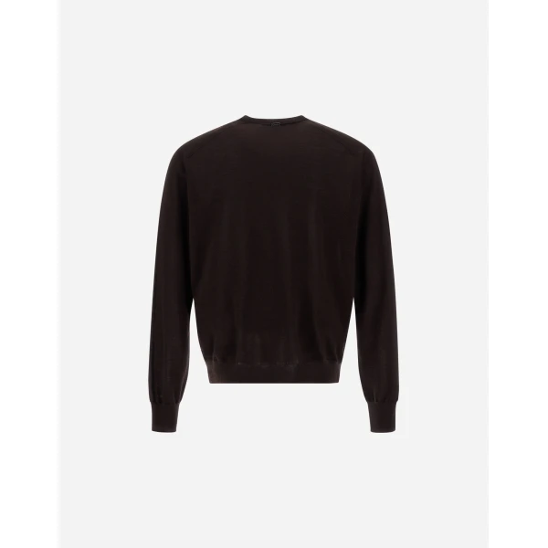 Herno Dark Brown Resort Sweater in Wool and Silk | Men's Knitwear | Coveti