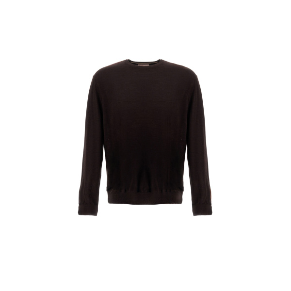 Herno Dark Brown Resort Sweater in Wool and Silk | Men's Knitwear | Coveti