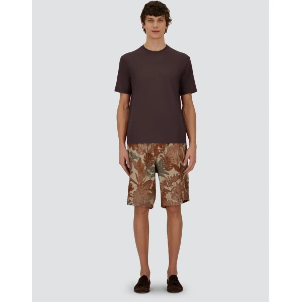 Herno Dark Brown Resort T-Shirt in Wool Jersey with a Shiny Finish | Men's T-Shirts and Polos | Coveti