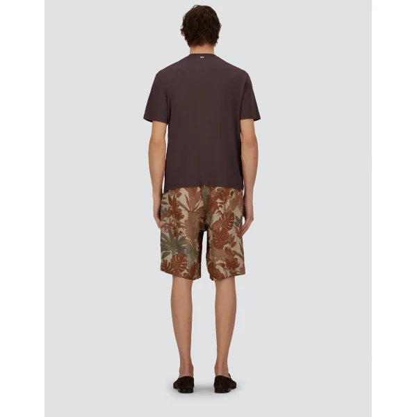 Herno Dark Brown Resort T-Shirt in Wool Jersey with a Shiny Finish | Men's T-Shirts and Polos | Coveti