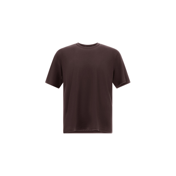 Herno Dark Brown Resort T-Shirt in Wool Jersey with a Shiny Finish | Men's T-Shirts and Polos | Coveti