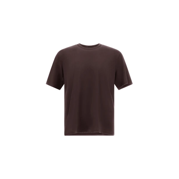Herno Dark Brown Resort T-Shirt in Wool Jersey with a Shiny Finish | Men's T-Shirts and Polos | Coveti