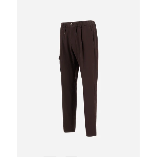 Herno Dark Brown Resort Trousers in Stretch Cotton | Men's Trousers | Coveti