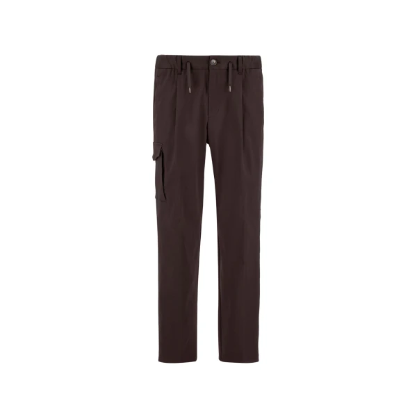 Herno Dark Brown Resort Trousers in Stretch Cotton | Men's Trousers | Coveti