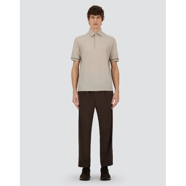 Herno Dark Brown Resort Trousers in Suede-Effect Microfibre | Men's Trousers | Coveti