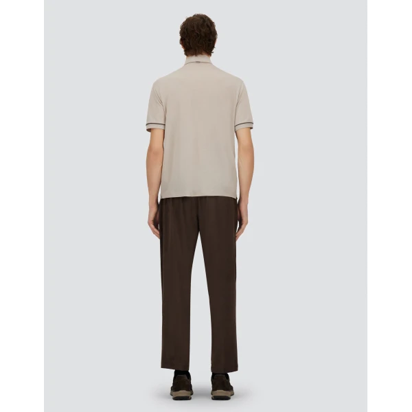 Herno Dark Brown Resort Trousers in Suede-Effect Microfibre | Men's Trousers | Coveti