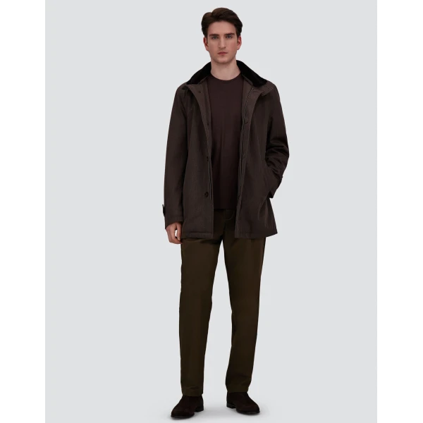 Herno Dark Brown Short Coat in Fine Wool | Men's Coats | Coveti
