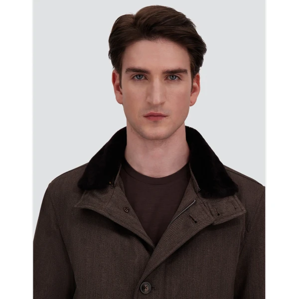Herno Dark Brown Short Coat in Fine Wool | Men's Coats | Coveti