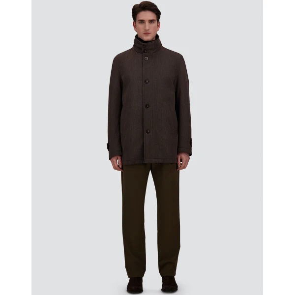 Herno Dark Brown Short Coat in Fine Wool | Men's Coats | Coveti