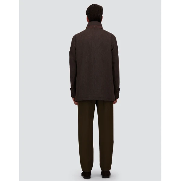Herno Dark Brown Short Coat in Fine Wool | Men's Coats | Coveti
