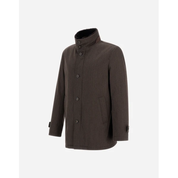 Herno Dark Brown Short Coat in Fine Wool | Men's Coats | Coveti
