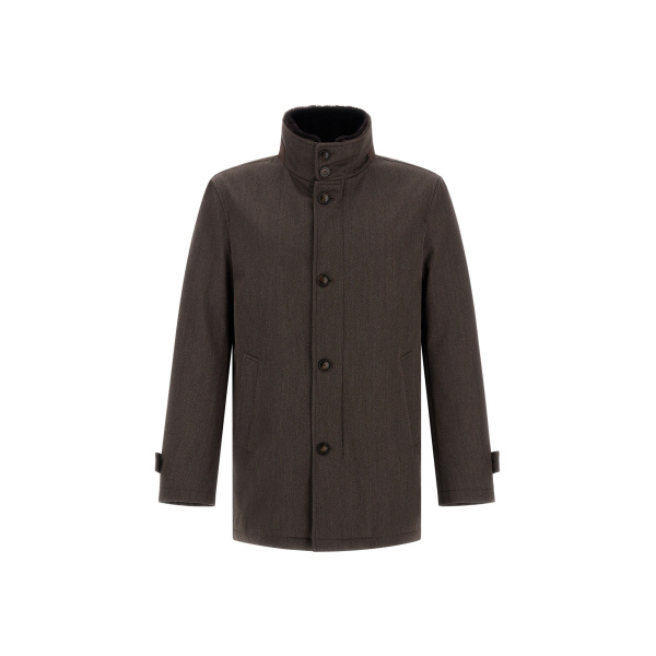 Herno Dark Brown Short Coat in Fine Wool | Men's Coats | Coveti