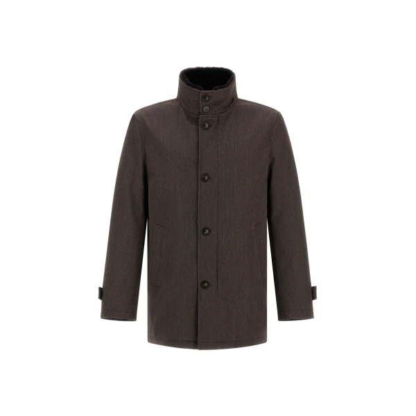 Herno Dark Brown Short Coat in Fine Wool | Men's Coats | Coveti
