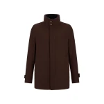Herno Dark Brown Short Coat in Pure Cashmere and Suede Effect | Men's Coats | Coveti