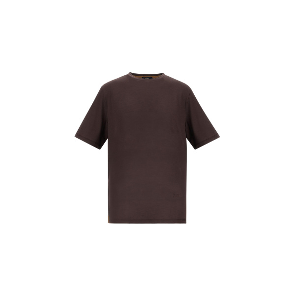 Herno Dark Brown T-Shirt in Wool Jersey | Men's T-Shirts and Polos | Coveti