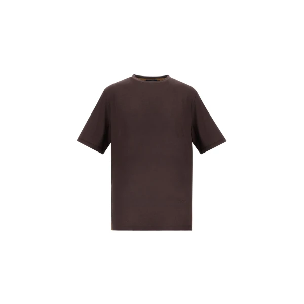 Herno Dark Brown T-Shirt in Wool Jersey | Men's T-Shirts and Polos | Coveti