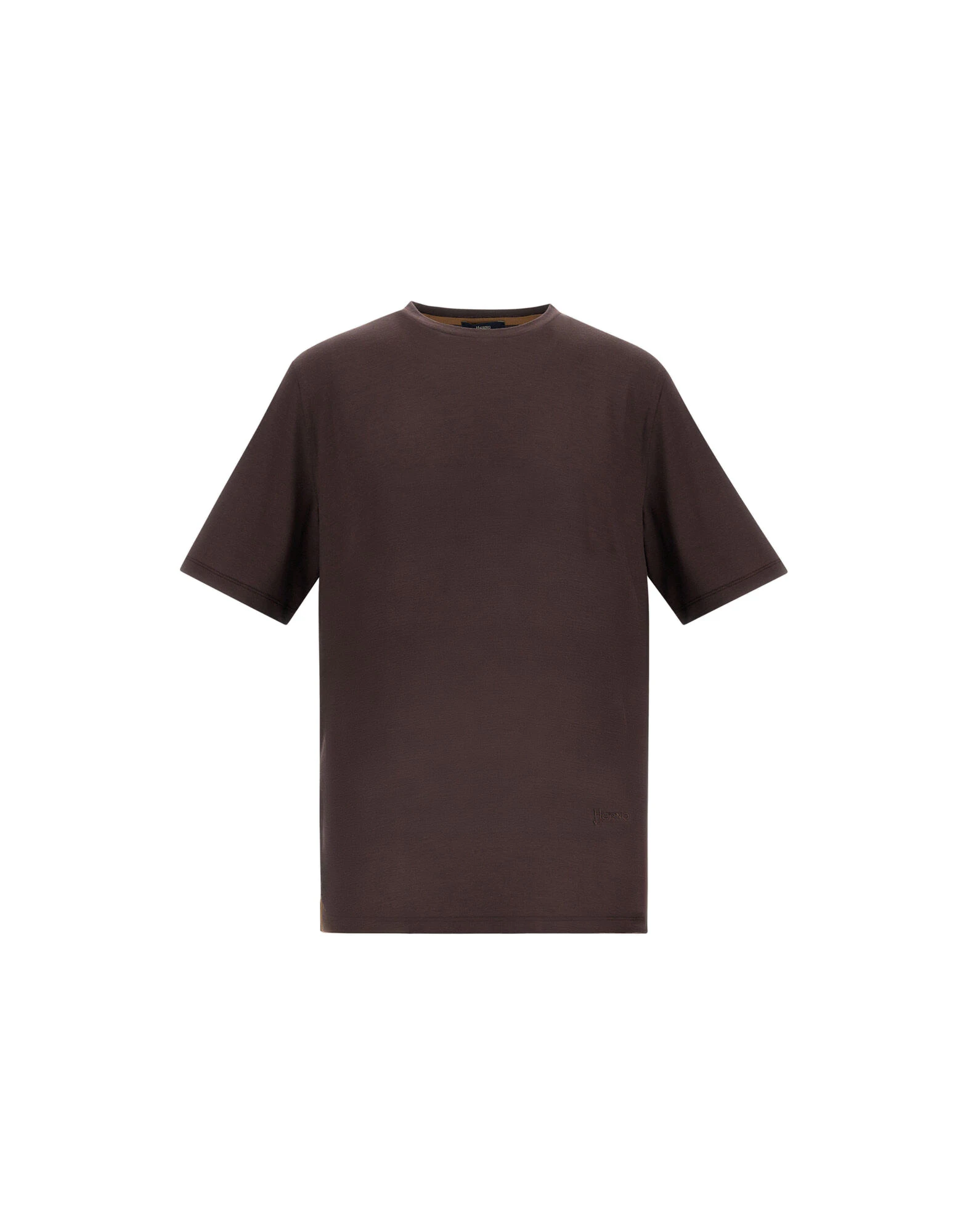 Herno Dark Brown T-Shirt in Wool Jersey Herno Dark Brown T-Shirt in Wool Jersey | Men's T-Shirts and Polos | Coveti