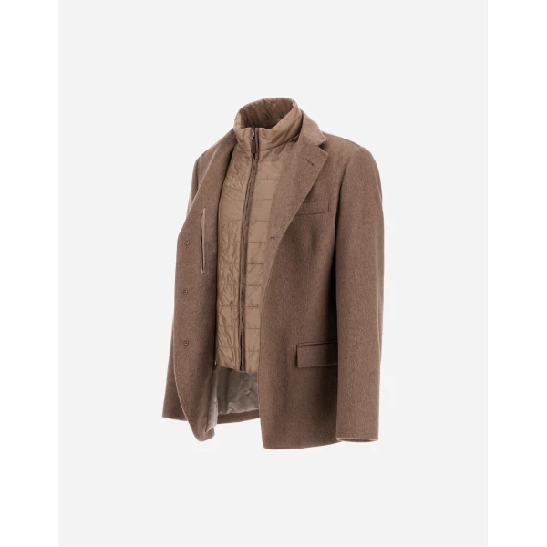 Herno Dark Taupe Blazer in Pure Cashmere and Nylon Ultralight | Men's Jackets | Coveti