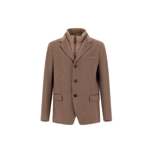 Herno Dark Taupe Blazer in Pure Cashmere and Nylon Ultralight | Men's Jackets | Coveti