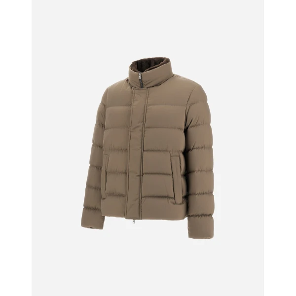 Herno Dark Taupe Bomber Jacket in Arendelle and Faux Fur | Men's Jackets | Coveti