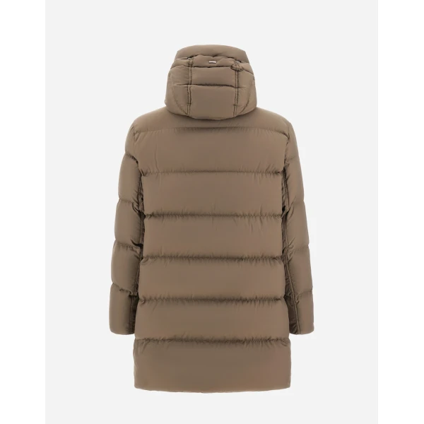 Herno Dark Taupe Long Jacket in Arendelle and Monogram | Men's Jackets | Coveti