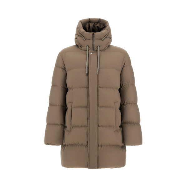 Herno Dark Taupe Long Jacket in Arendelle and Monogram | Men's Jackets | Coveti