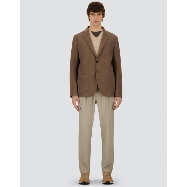 Herno Dark Taupe Resort Blazer in Soft Wool-Effect Jersey | Men's Jackets | Coveti