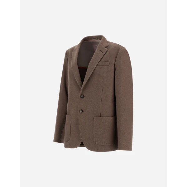 Herno Dark Taupe Resort Blazer in Soft Wool-Effect Jersey | Men's Jackets | Coveti