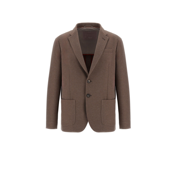 Herno Dark Taupe Resort Blazer in Soft Wool-Effect Jersey | Men's Jackets | Coveti