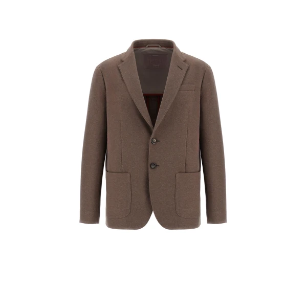 Herno Dark Taupe Resort Blazer in Soft Wool-Effect Jersey | Men's Jackets | Coveti