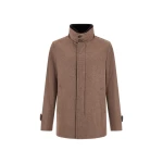 Herno Dark Taupe Short Coat in Pure Cashmere and Suede Effect | Men's Coats | Coveti