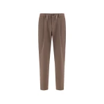 Herno Dark Taupe Trousers in Cotton-Effect Stretch Fabric | Men's Trousers | Coveti