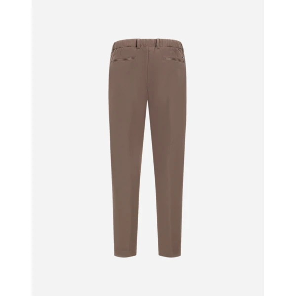 Herno Dark Taupe Trousers in Cotton-Effect Stretch Fabric | Men's Trousers | Coveti